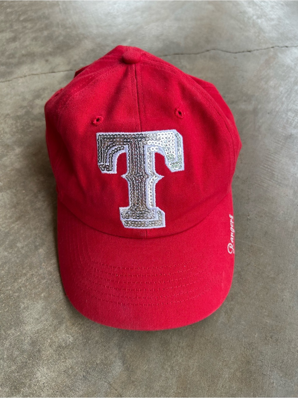 Texas Rangers Baseball Cap with Silver Sequin 'T'